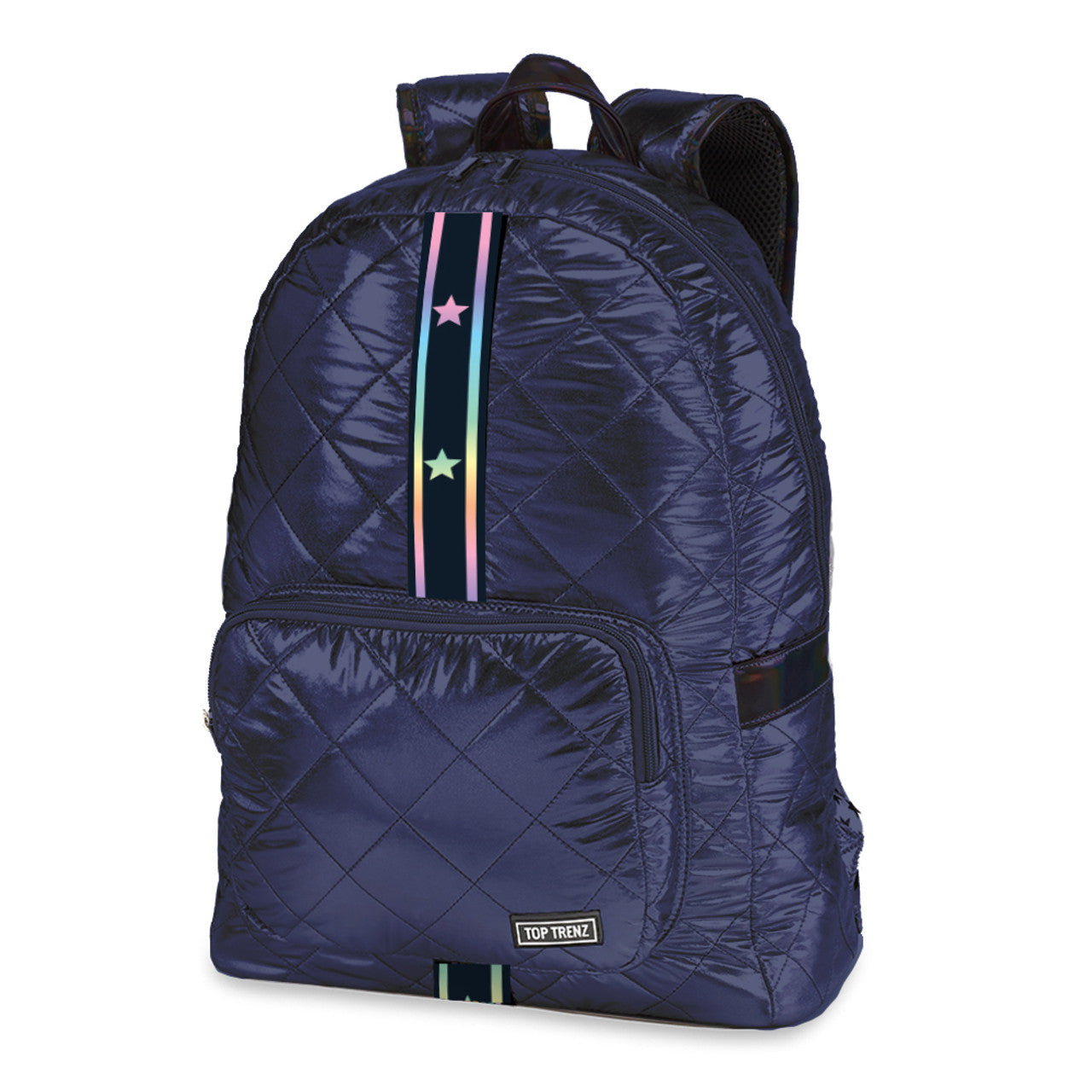Navy Diamond Stitch Puff Backpack