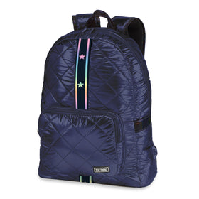Navy Diamond Stitch Puff Backpack