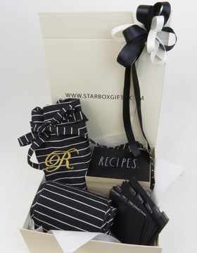 The Kitchen Master Gift Box - Monogrammed Apron, Mitts, and Recipe Box