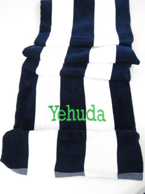 Cabana Striped Beach Towel - Navy Blue