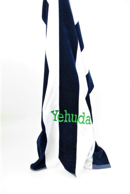 Cabana Striped Beach Towel - Navy Blue