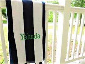 Cabana Striped Beach Towel - Navy Blue