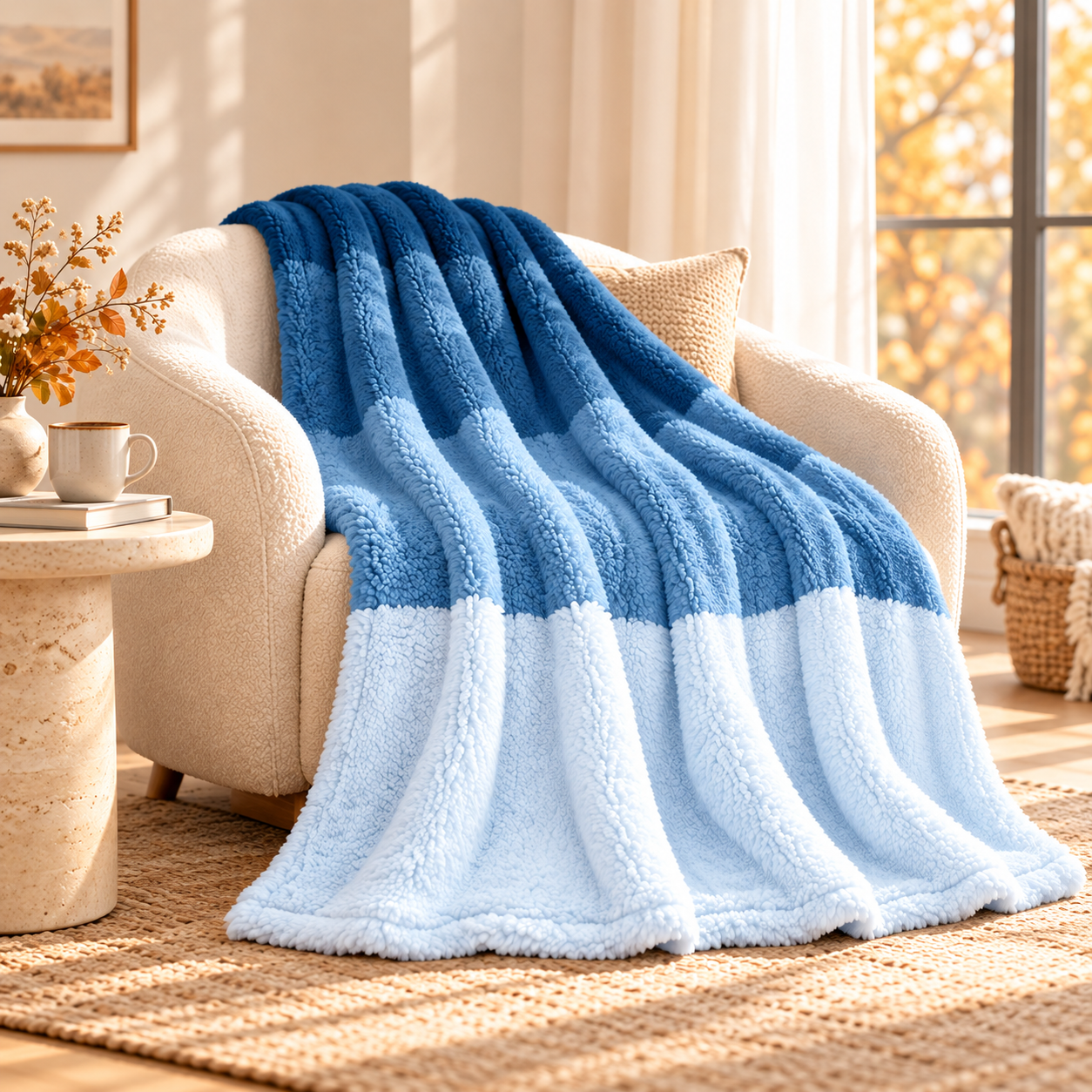 Plush Ombre Sherpa Throw Blanket