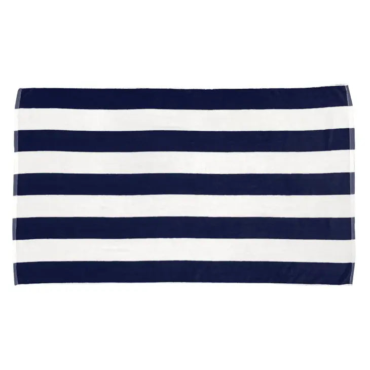 Cabana Striped Beach Towel - Navy Blue