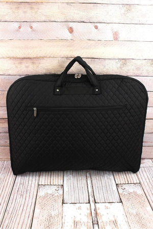 Shop our black quilted personalized garment bags at Starbox Gifts