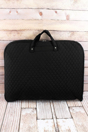 Shop our black quilted personalized garment bags at Starbox Gifts