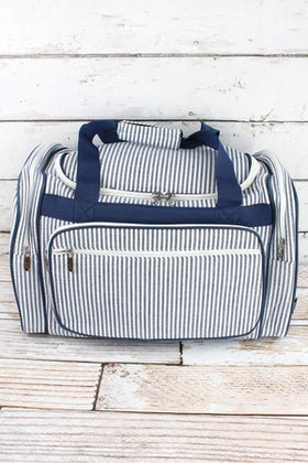 shop our navy striped duffle bag at starbox gifts.