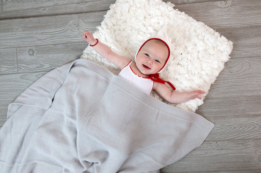 Cotton Knit Grey Baby Blanket