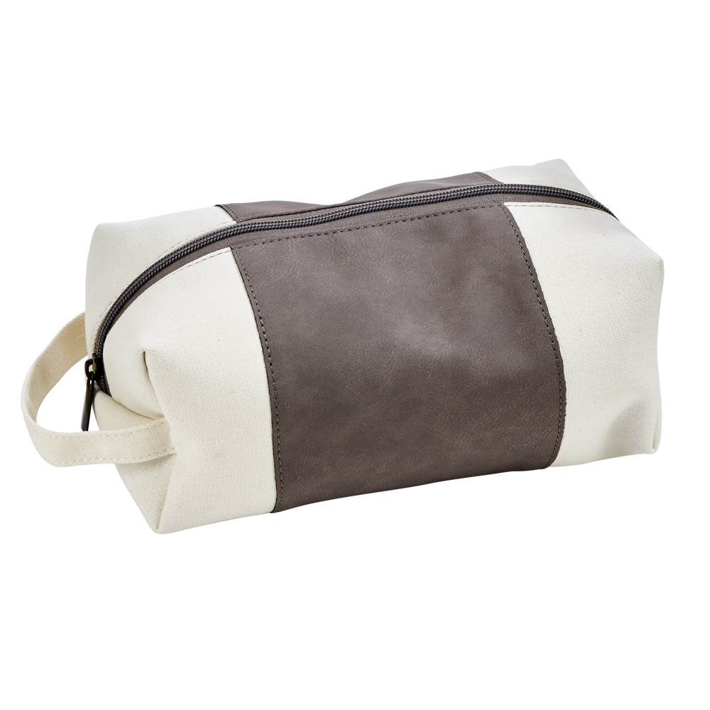 Leatherette Canvas Large Cosmetic Bag/Travel Bag